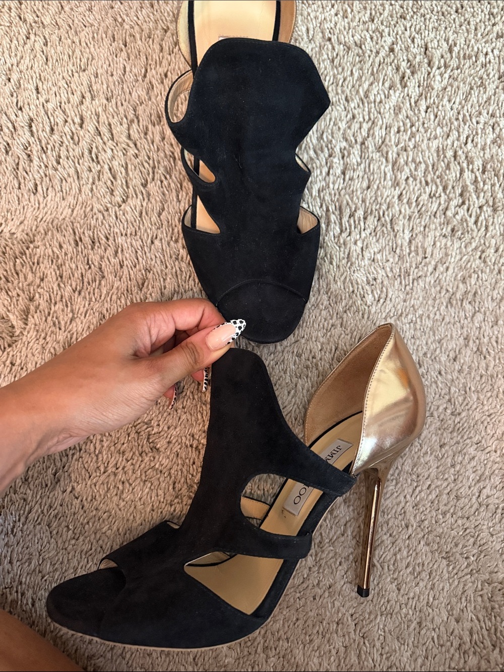 Black Suede Pointed-Toe Stiletto Heel jimmy chop